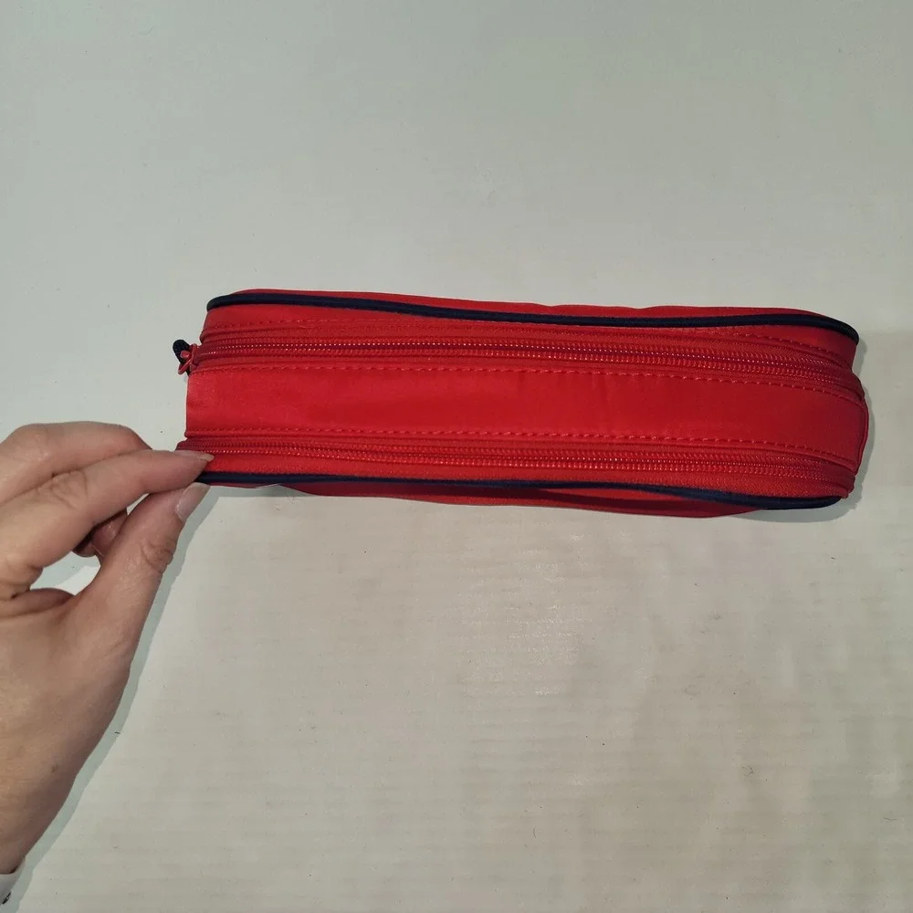 Tommy Hilfiger Red Cosmetic Bag Toiletry Travel Pouch Organizer Zipper